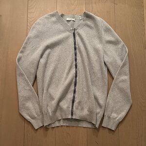 Sandro Light Gray Zip-Up Men's Sweater